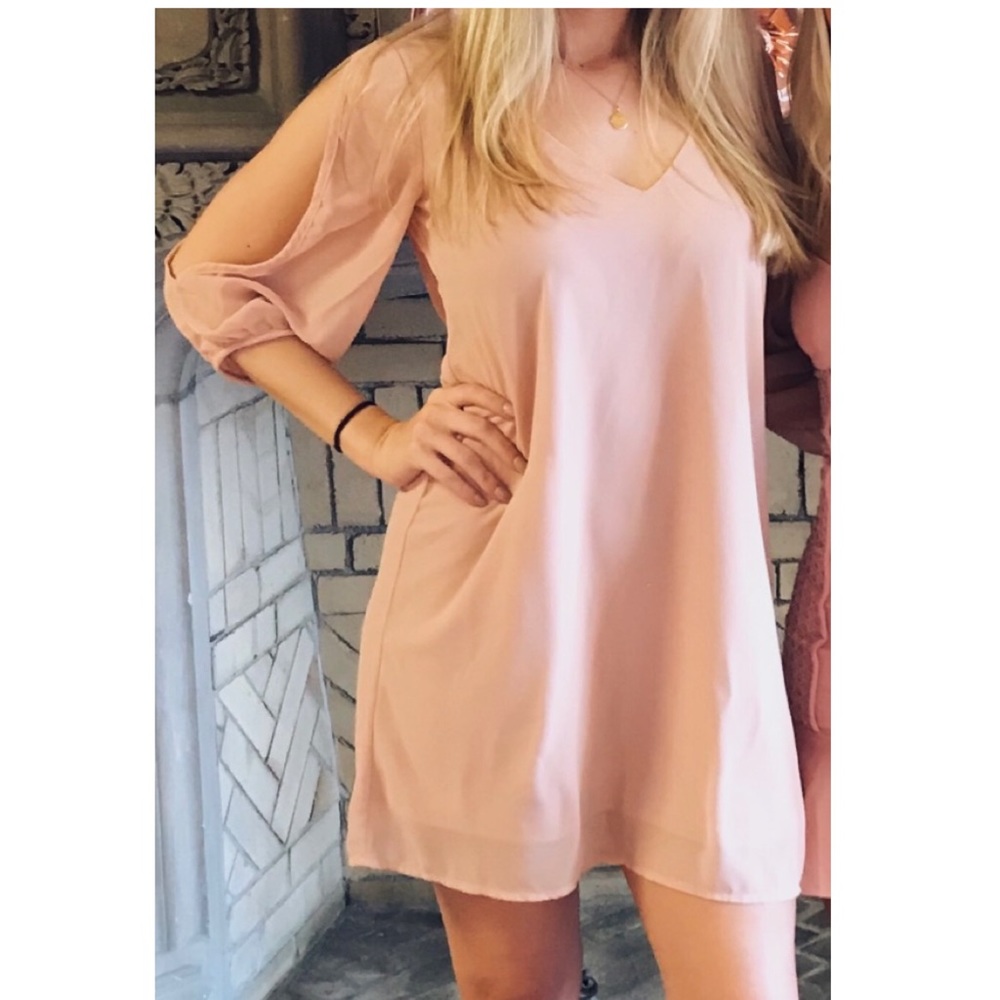Lulu’s - Pink Mini Dress Cutout Long Sleeves